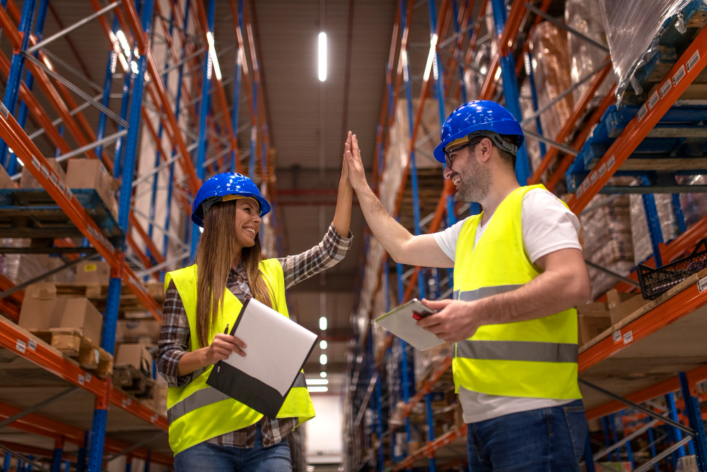 warehouse-workers-clapping-hands-together